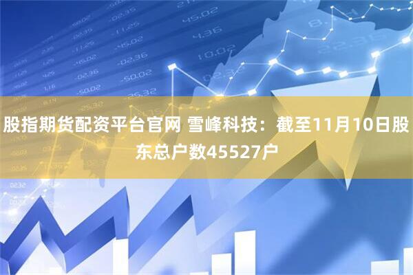 股指期货配资平台官网 雪峰科技：截至11月10日股东总户数45527户