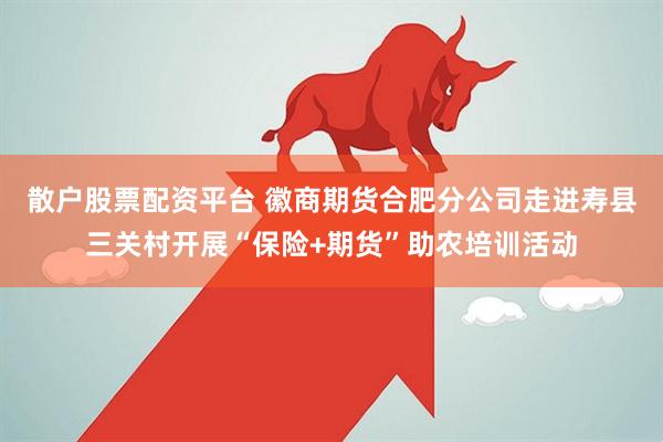 散户股票配资平台 徽商期货合肥分公司走进寿县三关村开展“保险+期货”助农培训活动